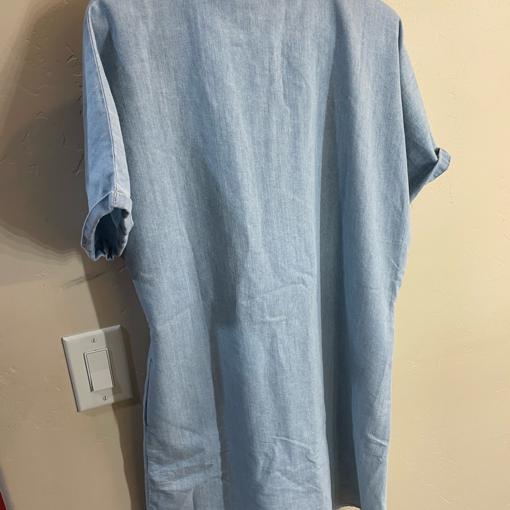 Casual Light Blue Button Down Dress for Women